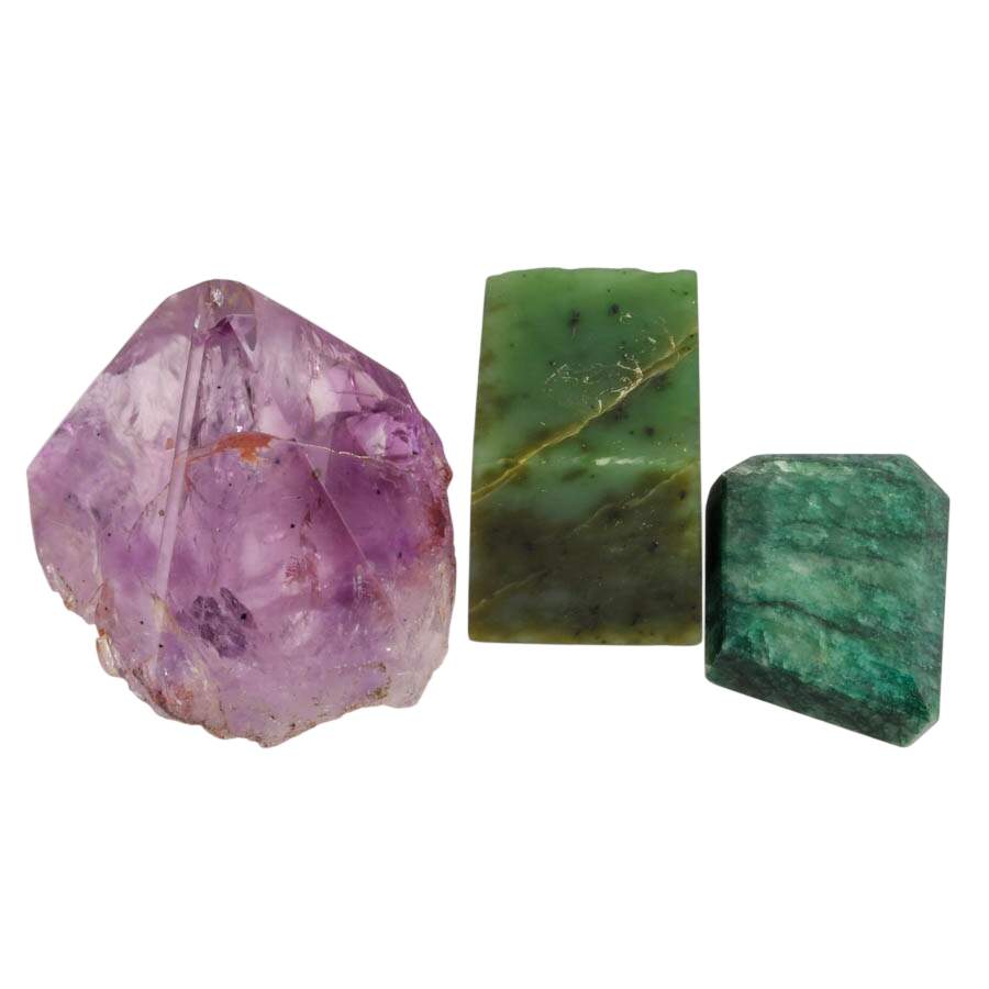 Gemstone Triple Threat Jade and Amethyst Specimens-6