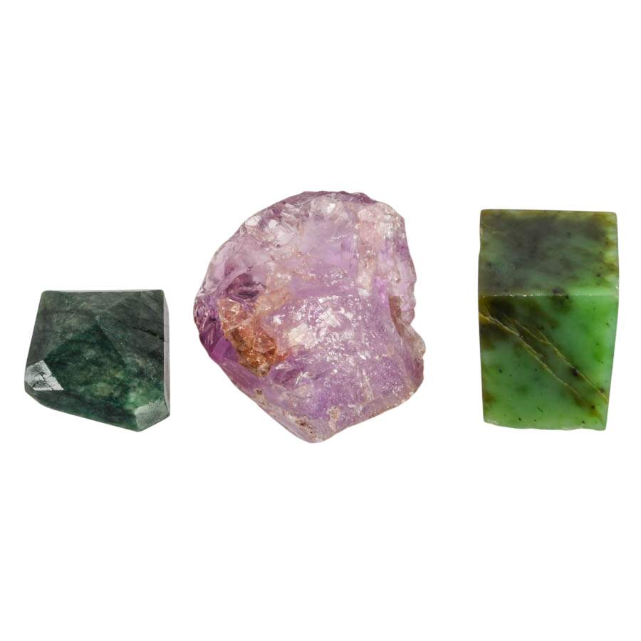 Gemstone Triple Threat Jade and Amethyst Specimens-2
