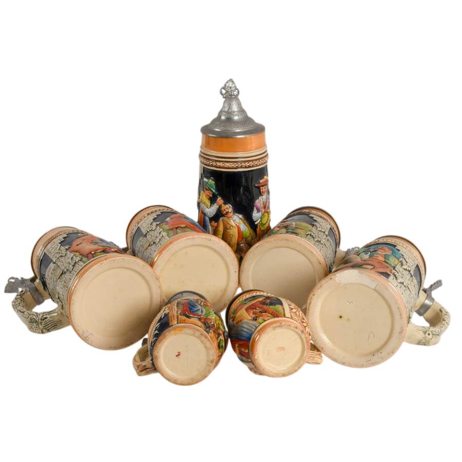 Set of Seven Scenic German-Style Japanese Lidded Steins-11