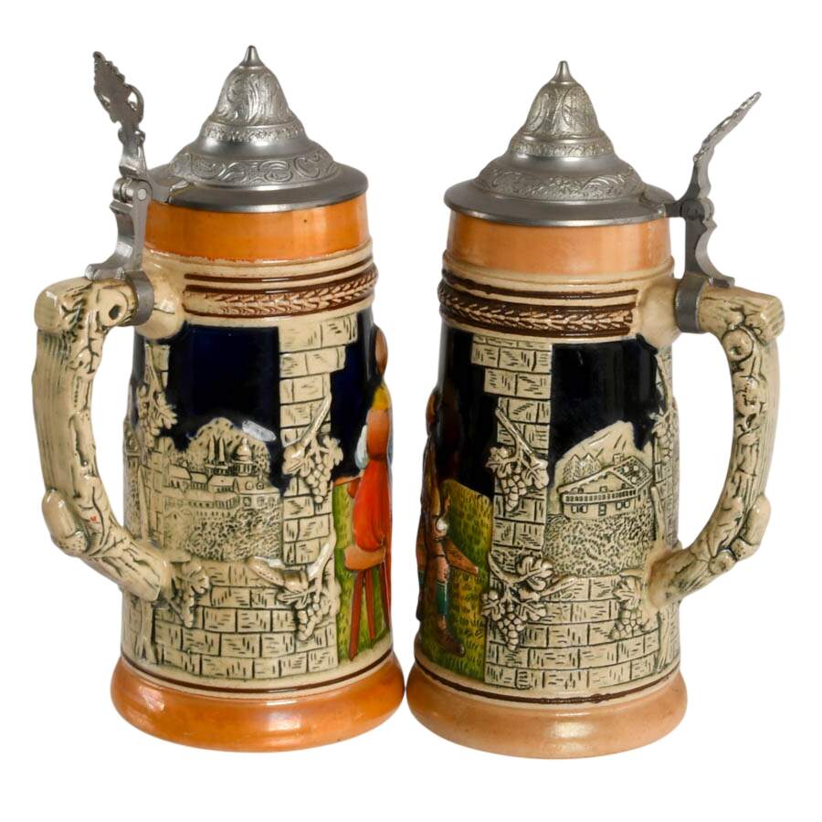 Set of Seven Scenic German-Style Japanese Lidded Steins-8