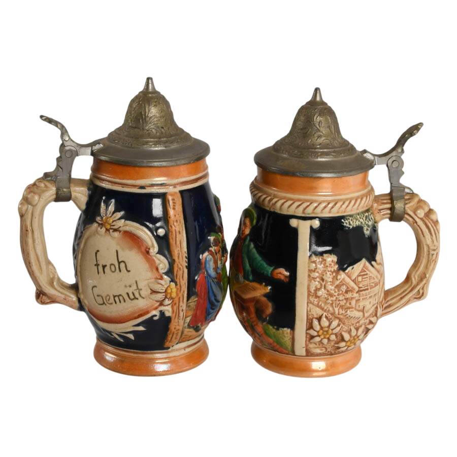 Set of Seven Scenic German-Style Japanese Lidded Steins-4