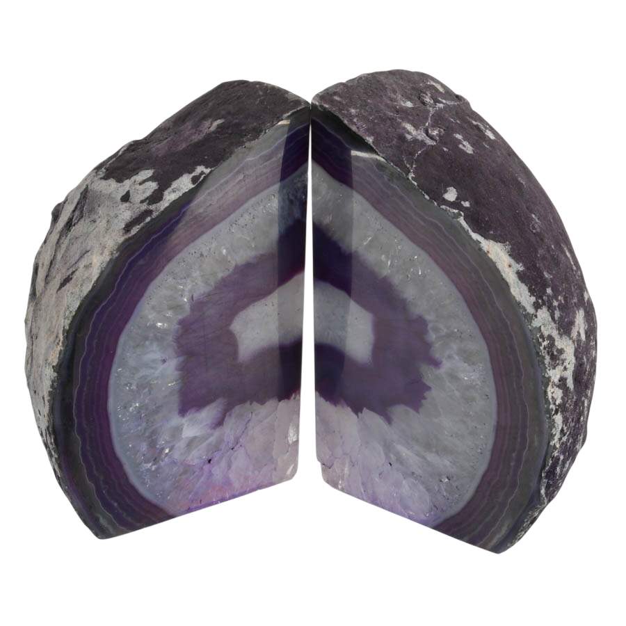 Pair of Blue and White Dyed Geode Bookends-5