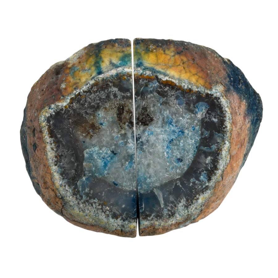 Teal Blue Dyed Druzy Geode Bookends-5