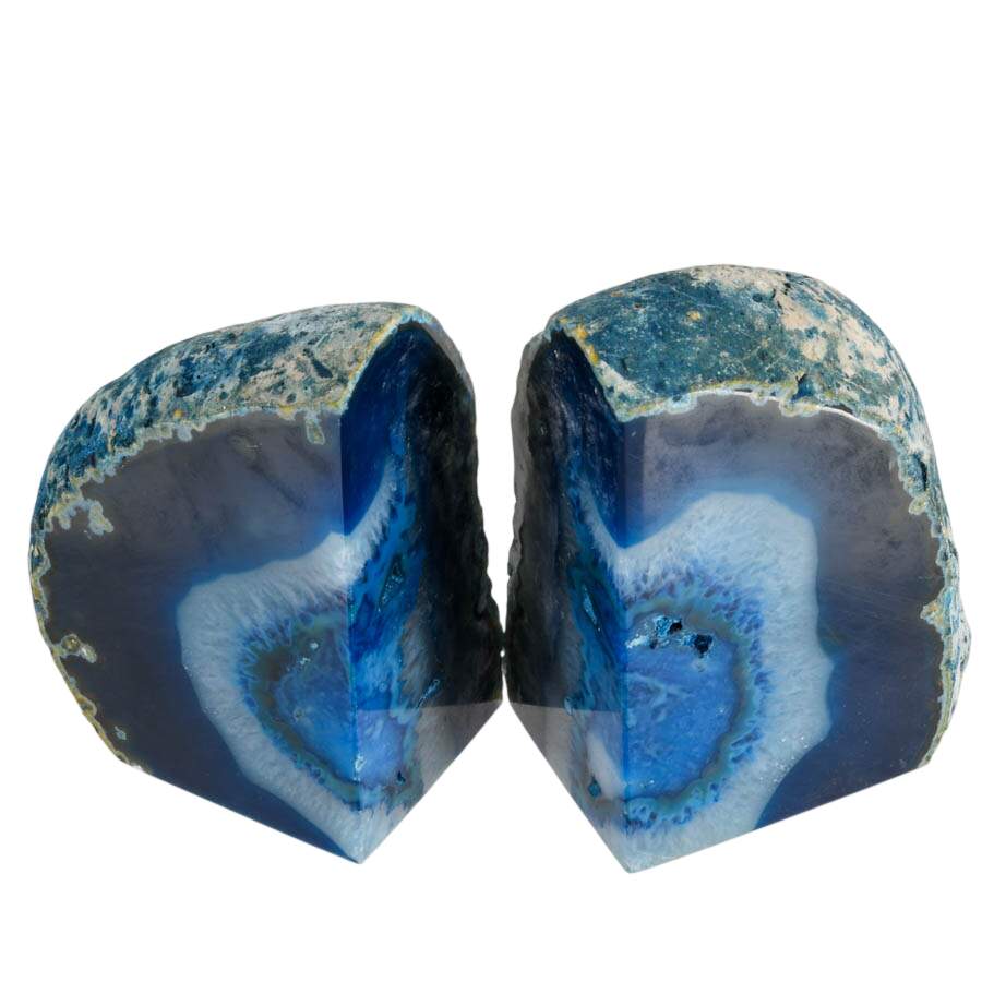 Dyed Indigo Blue Polished Agate Bookends-5