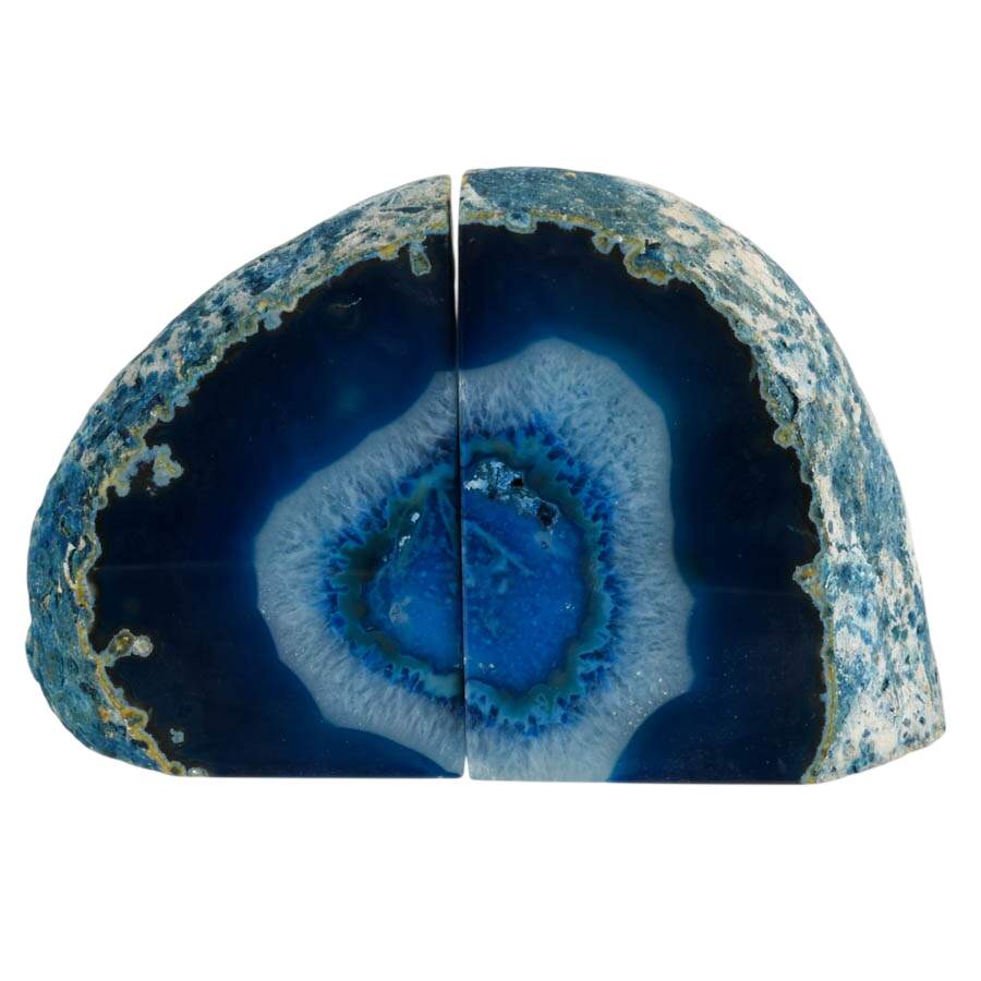 Dyed Indigo Blue Polished Agate Bookends-1