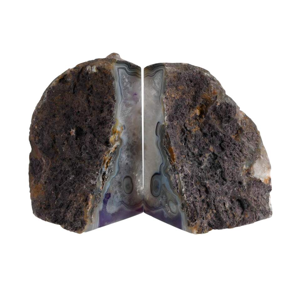Dyed Lilac Purple Geode Slice Bookends-6