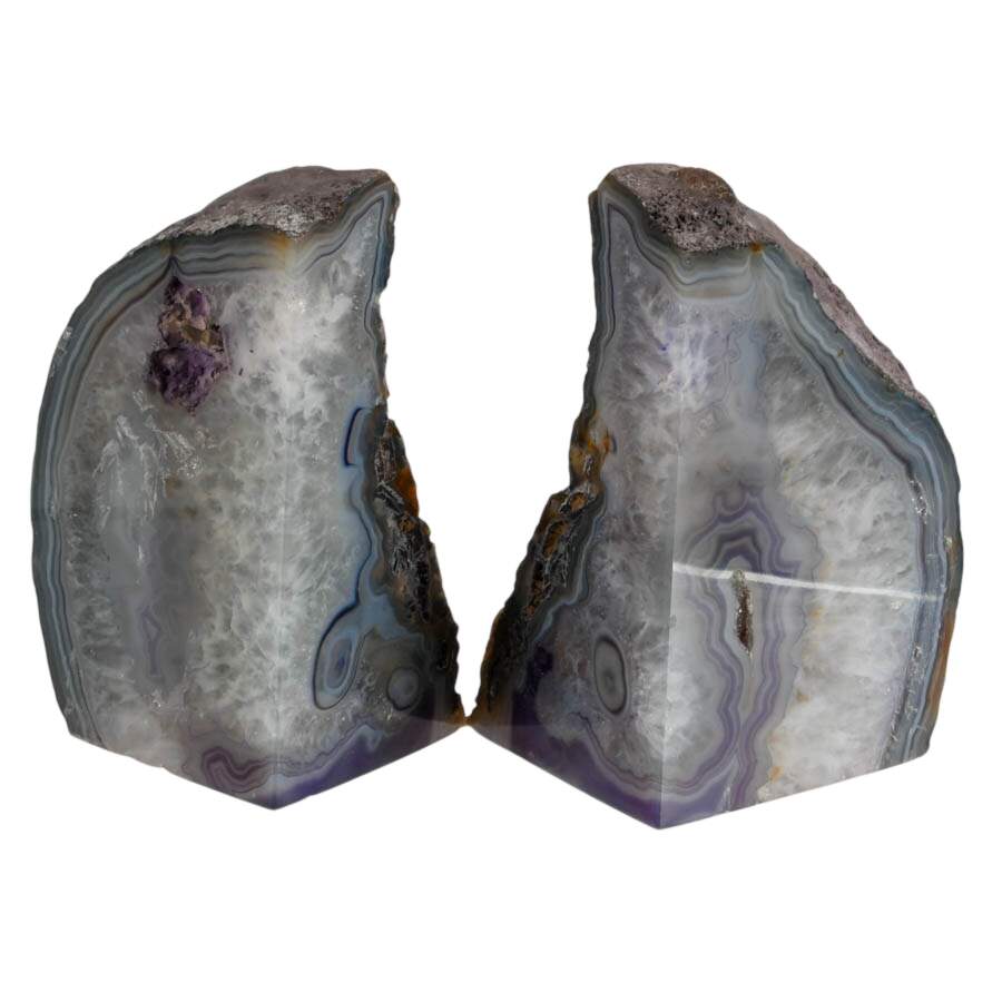 Dyed Lilac Purple Geode Slice Bookends-5