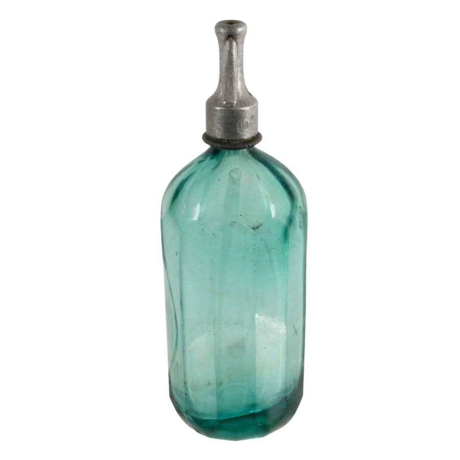 Hand-Blown Green Glass Soda Syphon Seltzer Bottle-5