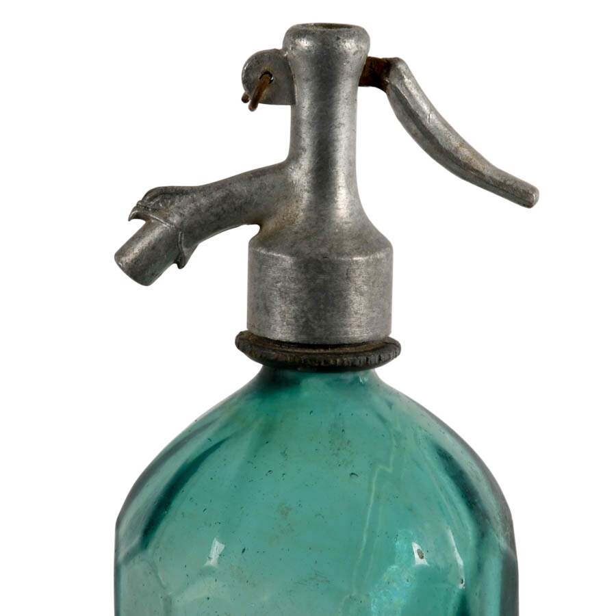 Hand-Blown Green Glass Soda Syphon Seltzer Bottle-3