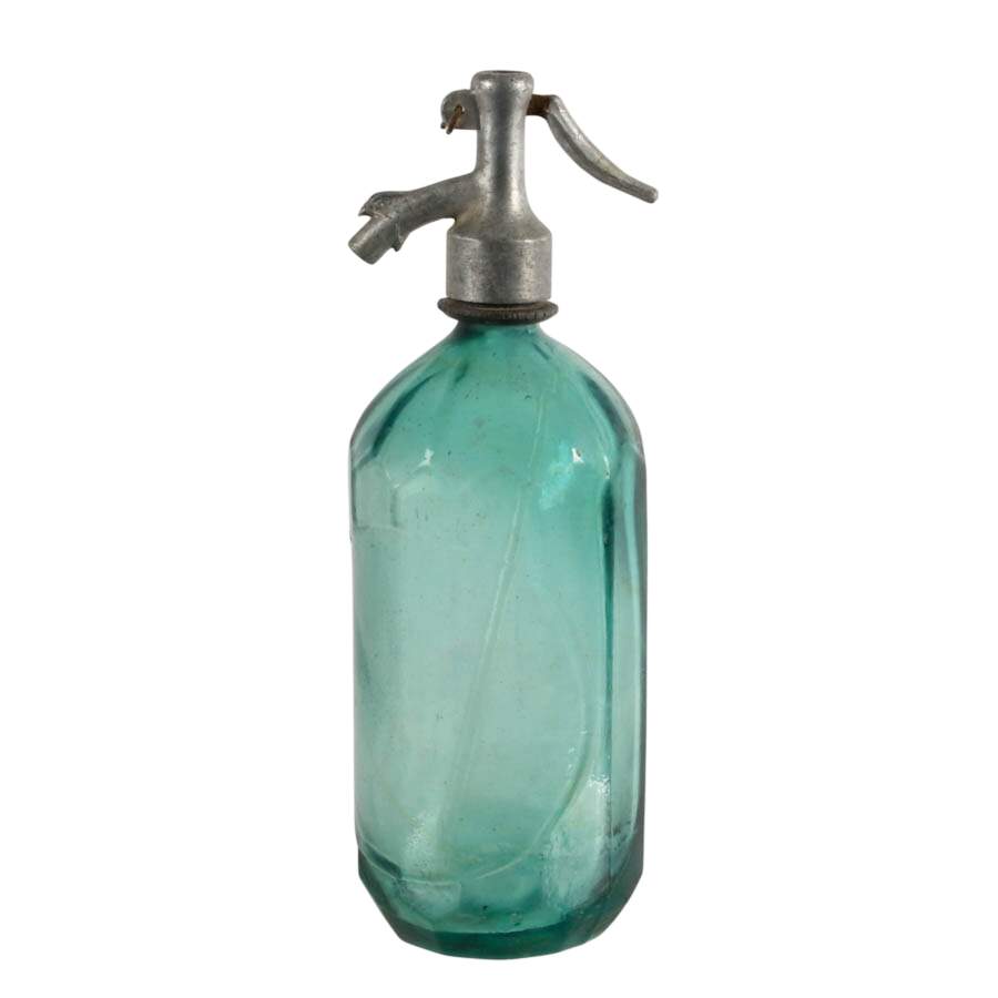 Hand-Blown Green Glass Soda Syphon Seltzer Bottle-2