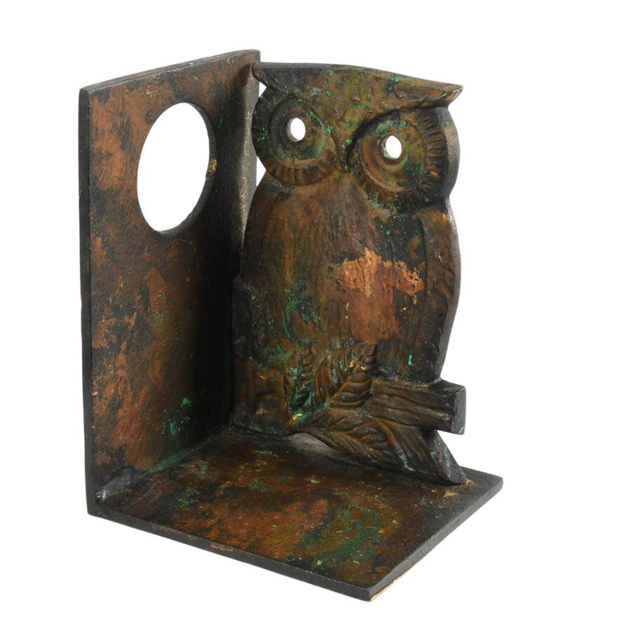Pair of Japanese Cast Iron Owl Bookends-7