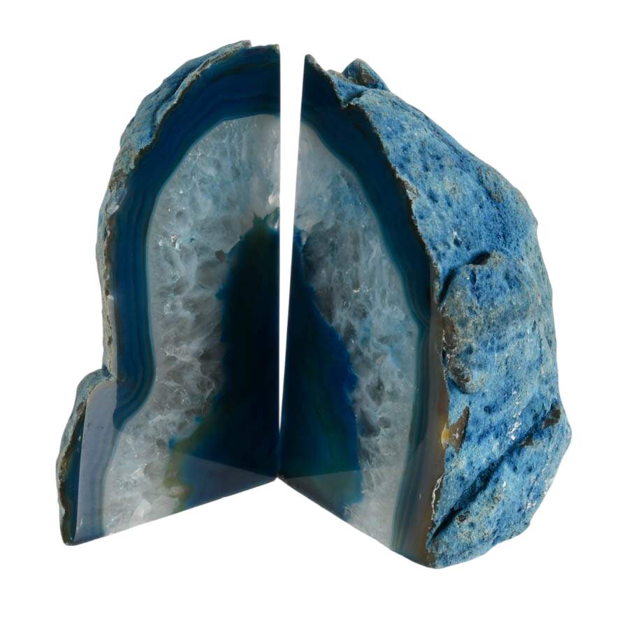 Blue Dyed Geode Bookends-3