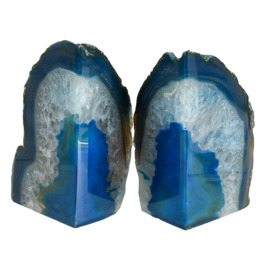 Blue Dyed Geode Bookends-2