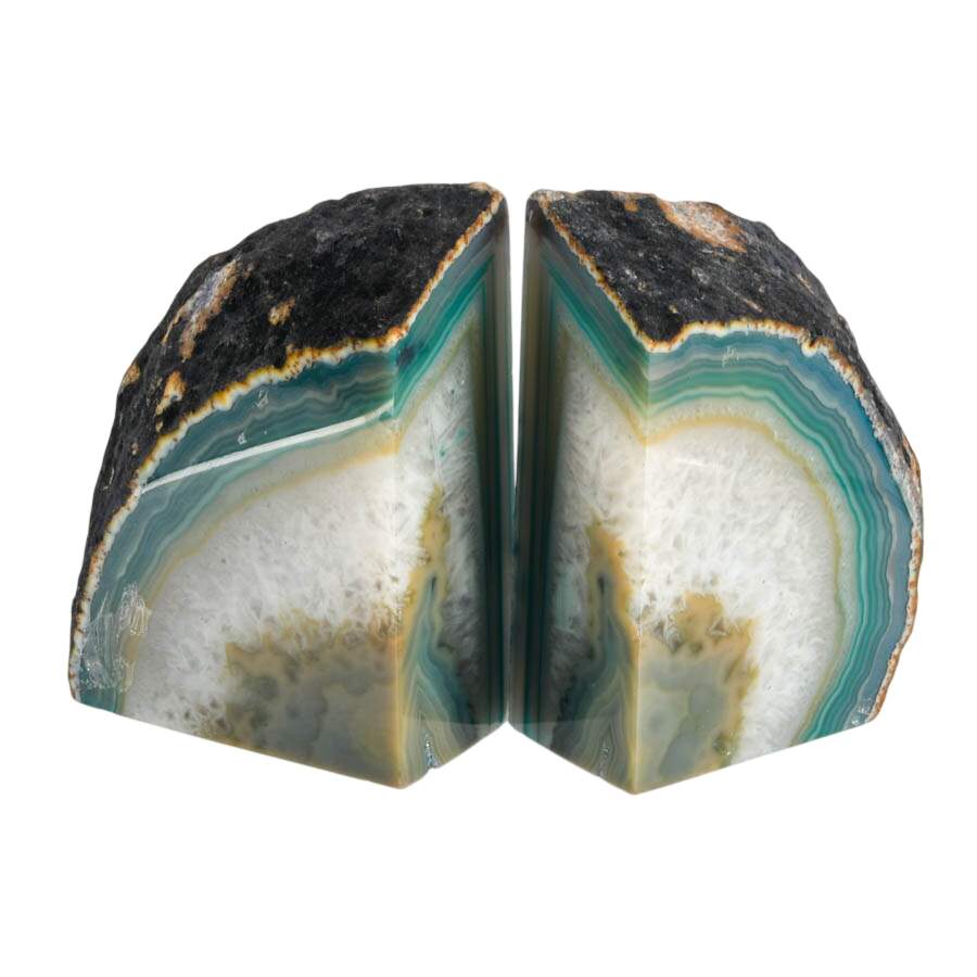 Green Dyed Geode Bookends-5