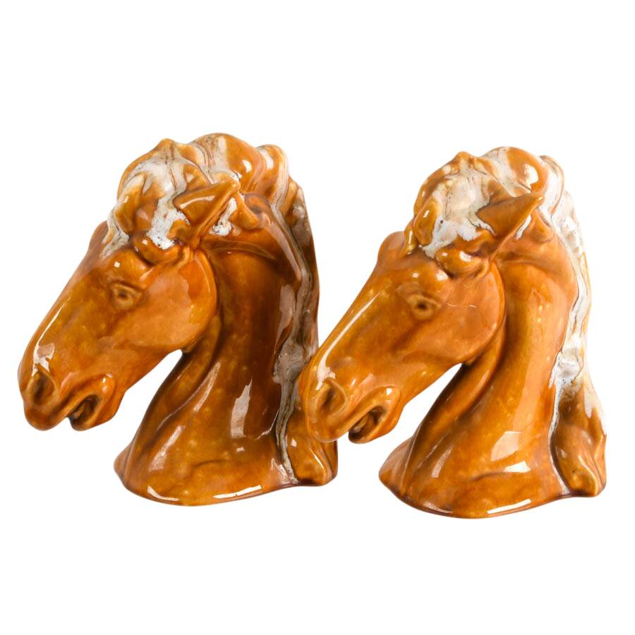 Pair of Mid-Century Modern Ceramic Horse Bookends-3