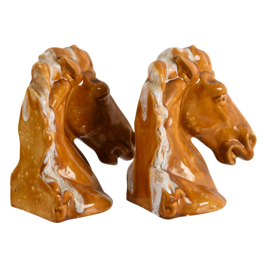 Pair of Mid-Century Modern Ceramic Horse Bookends-2