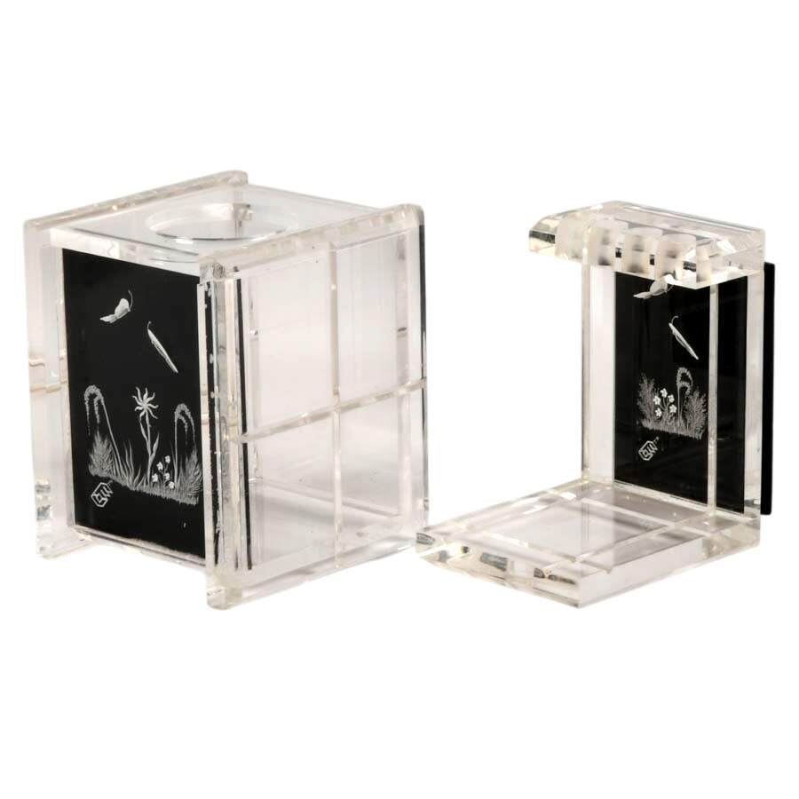 Four-Piece Etched Botanical Acrylic Bath Set-6