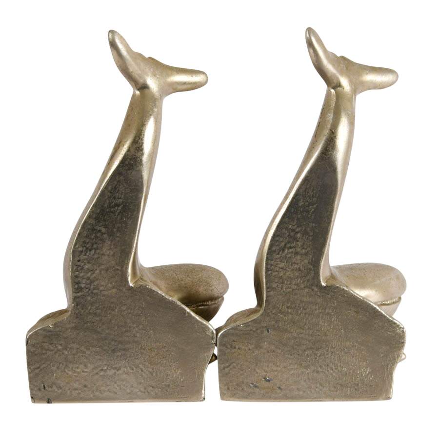 Pair of Vintage Brushed Nickel Whale Bookends After P.M. Craftsman-5