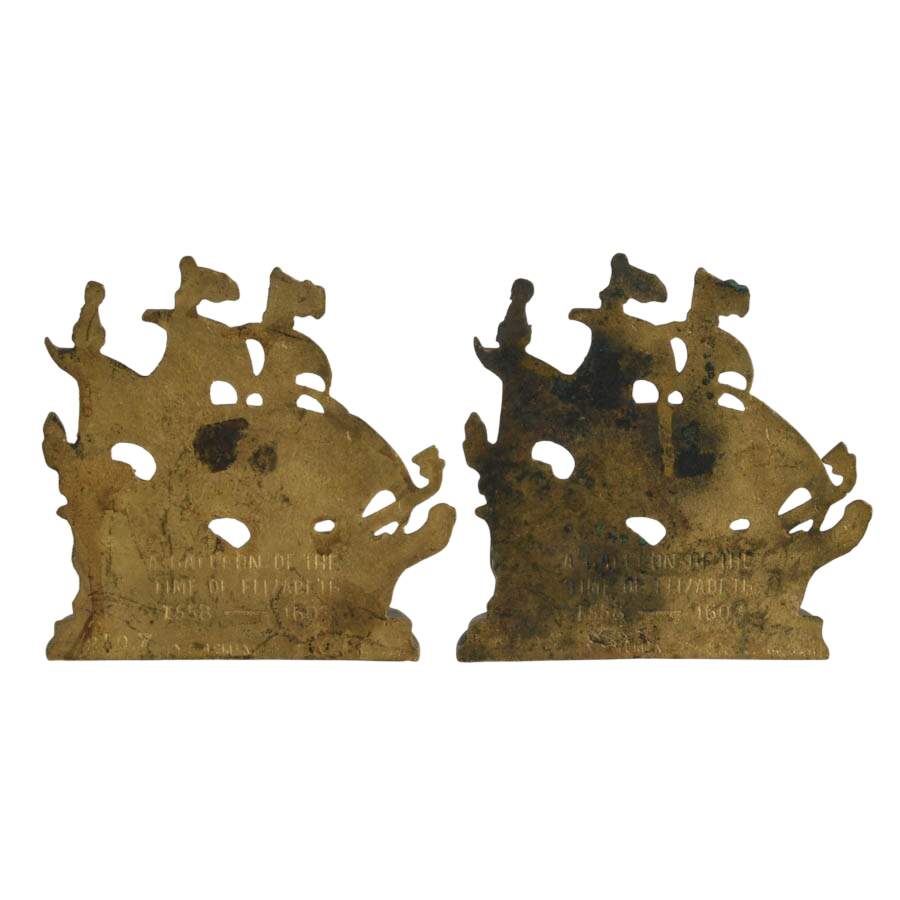 Pair of Nautical Spanish Galleon Ship Metal Bookends-5