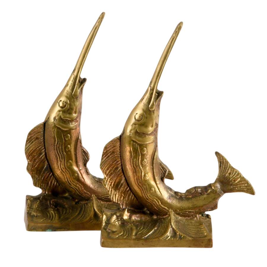 Jumping Marlin Solid Brass Bookends-5