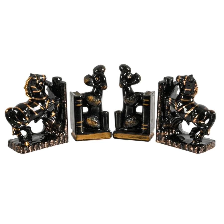 Pair of Japanese Mid-Century Ceramic Animal Bookend Set-7