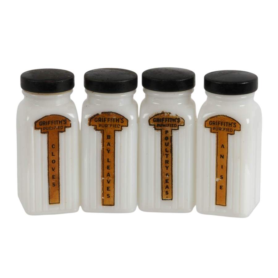 Griffith's Purified Milk Glass Spice Jars-5