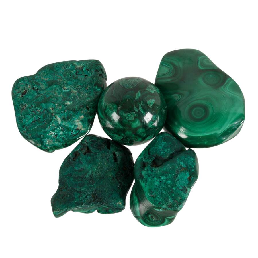 Set of Five Polished Malachite Specimens-6