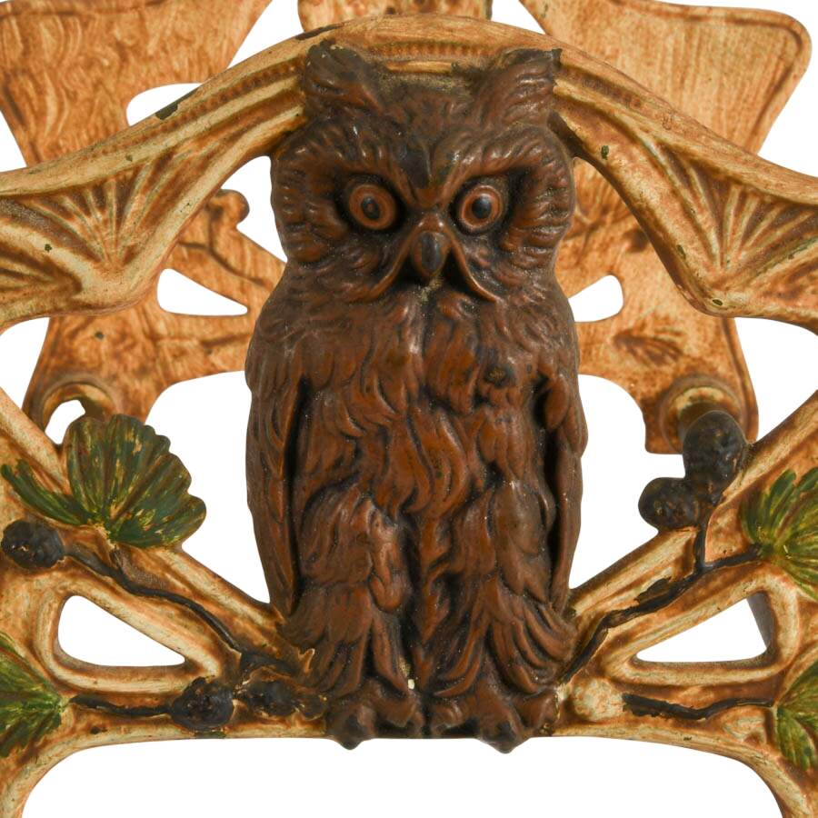 Antique Art Nouveau Bronze Owl Expandable Book Rack-3