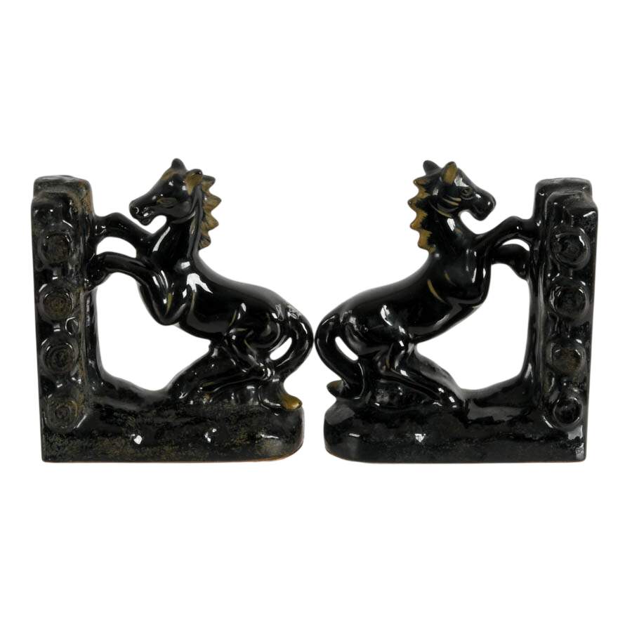 Pair of Mid-Century Modern Ceramic Horse Bookends-3