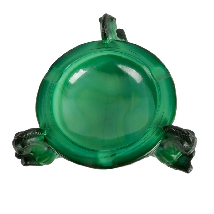 Art Deco Malachite Glass Ashtray by Curt Schlevogt and Lighter-6