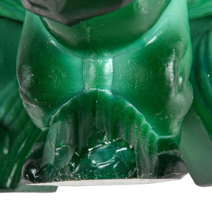 Art Deco Malachite Glass Ashtray by Curt Schlevogt and Lighter-5