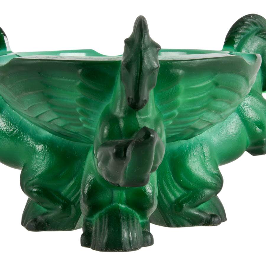Art Deco Malachite Glass Ashtray by Curt Schlevogt-3