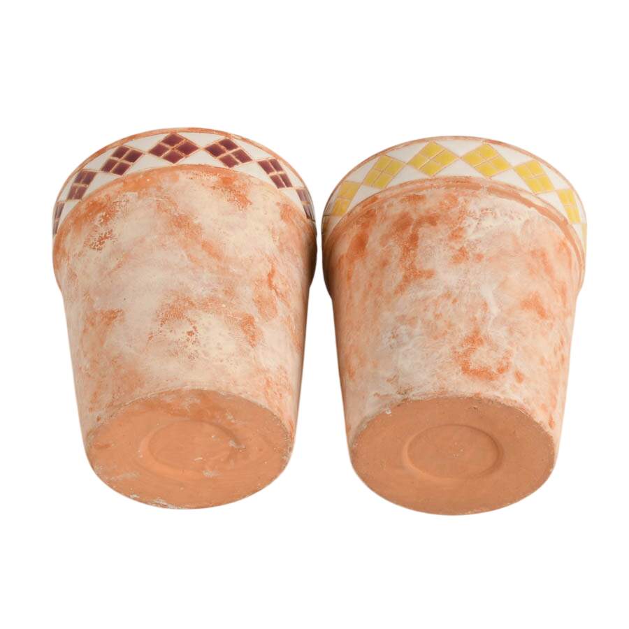 Six Geometric Pottery Garden Pots-7