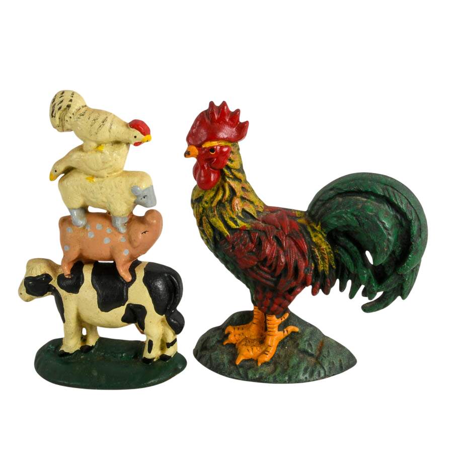Set of Four Painted Rustic Americana Cast Iron Doorstops-4