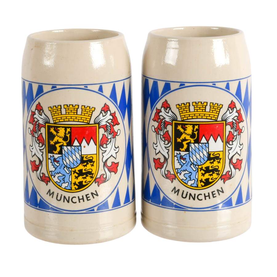 Pair of Franz Stöber Stoneware Beer Steins and a German Pottery Beer Stein-3