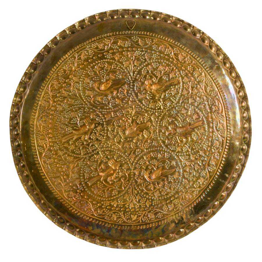 Antique Persian Embossed Copper Tea Tray-5