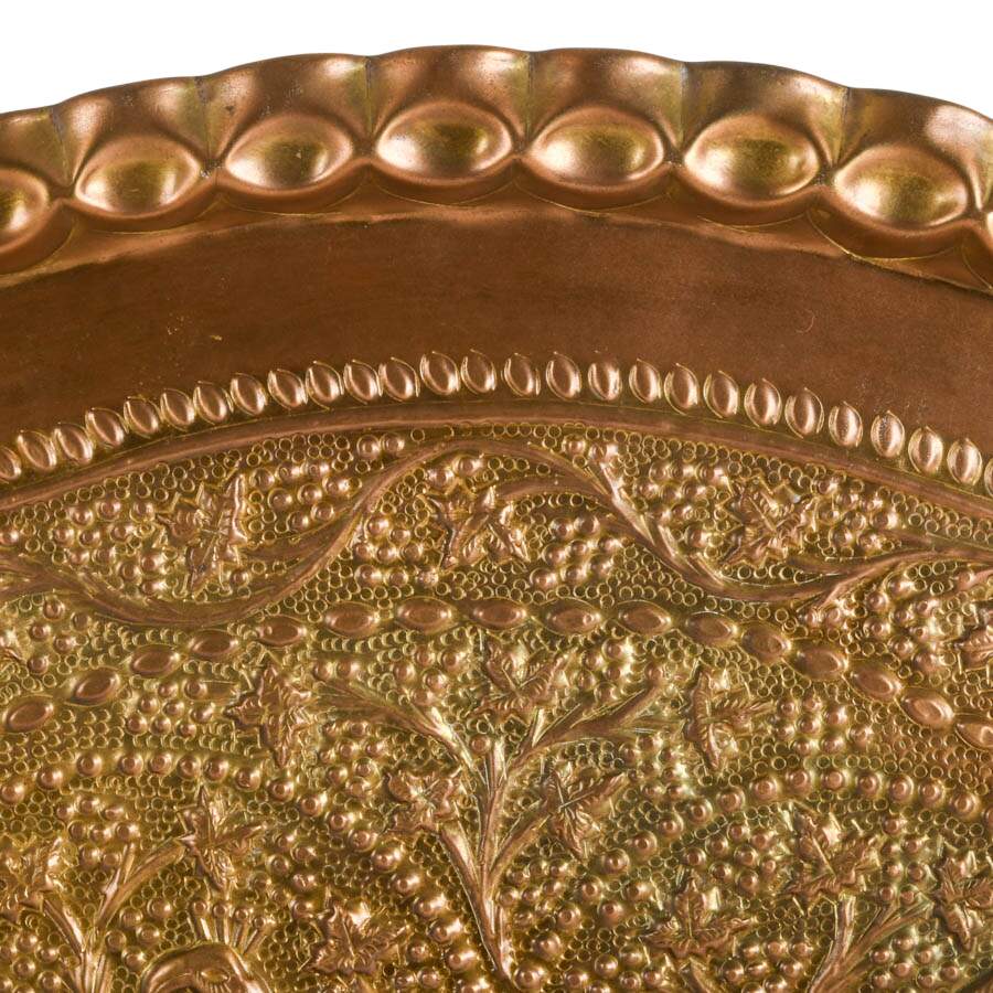 Antique Persian Embossed Copper Tea Tray-4