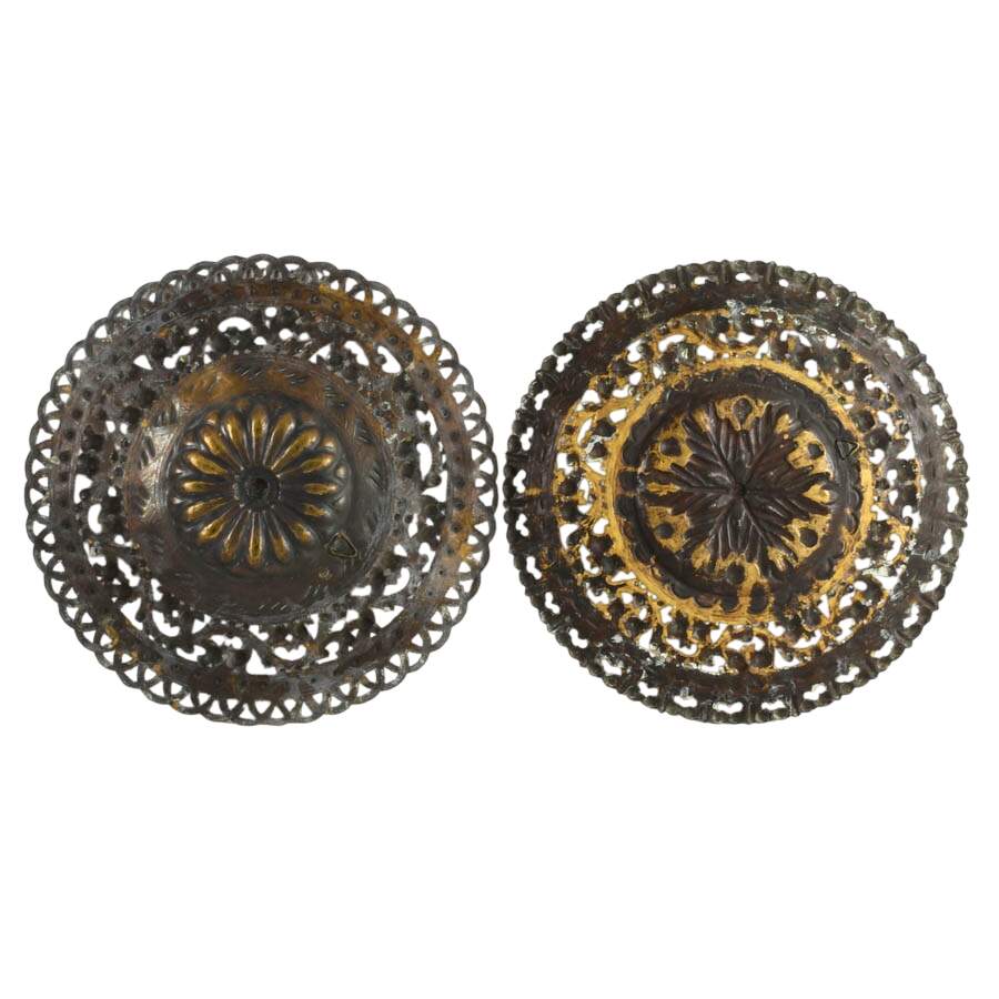 Pair of Italian Brass Geometric Wall Art-6