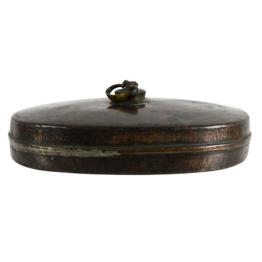 Antique Signed F.A. Schreider Copper Bed Warmer-6