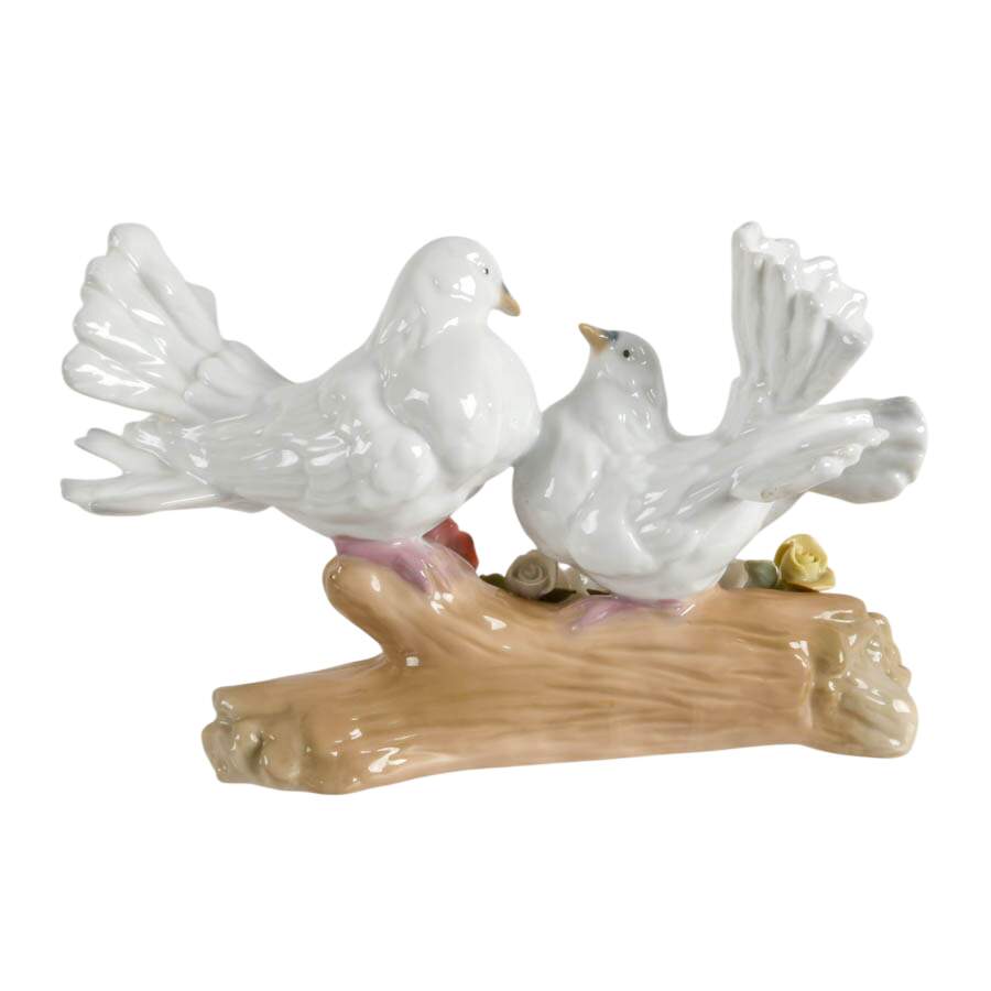 Vintage Capodimonte-Style Fan Tail Doves on Branch-6