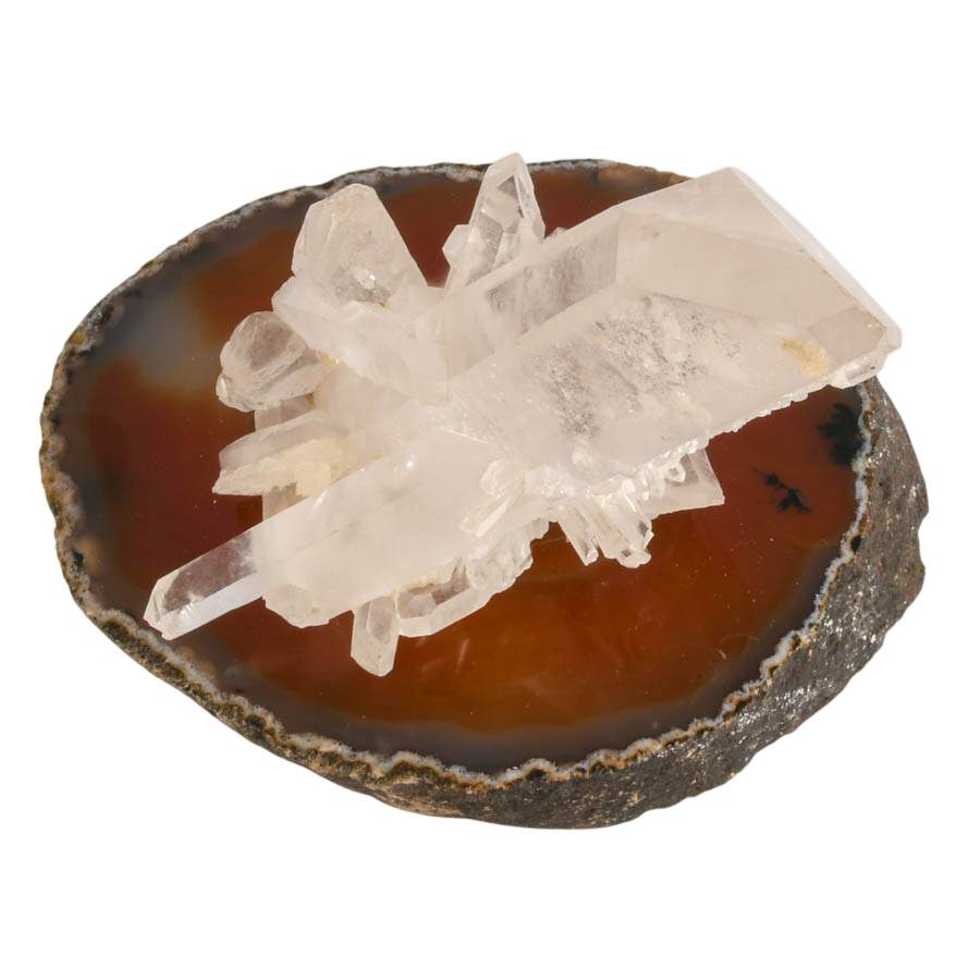 Quartz Crystal Specimen on Wood Display-5