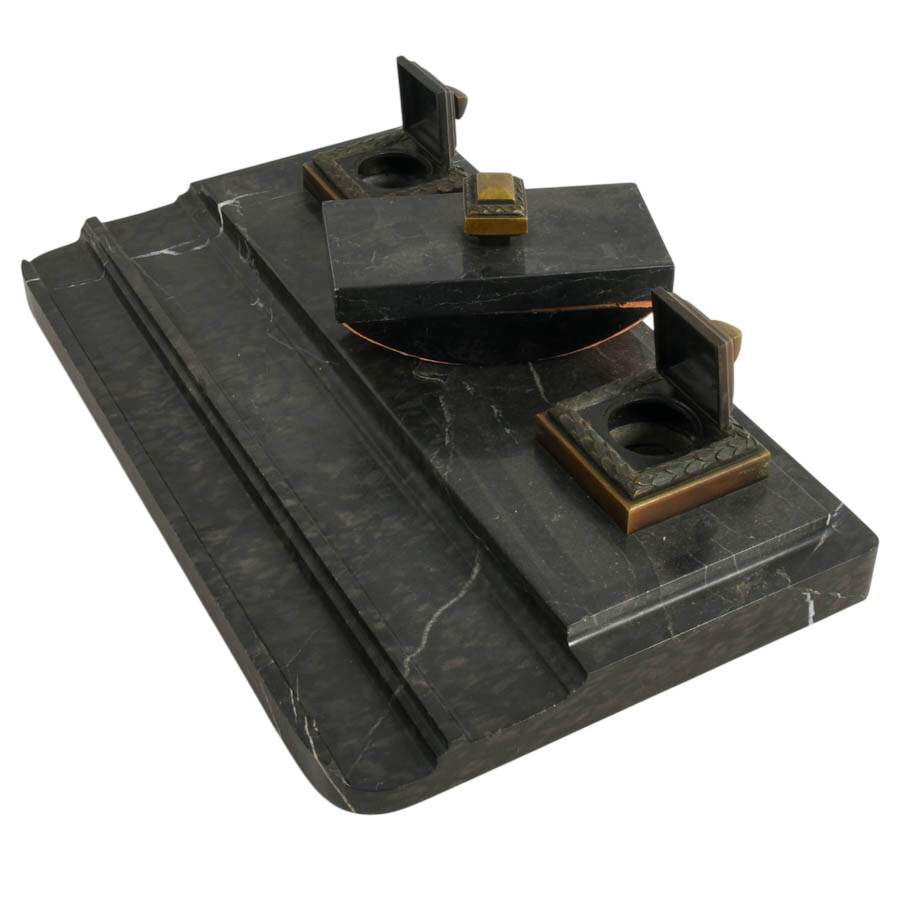 Marble Double Inkwell and Ink Blotter Desk Set-6