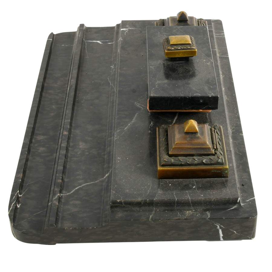 Marble Double Inkwell and Ink Blotter Desk Set-3