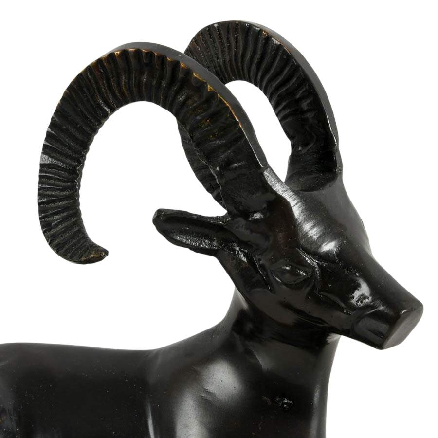 Pair of Cold Painted Spelter Resting Rams Bookends-6