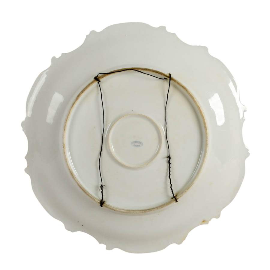 Antique French Limoges Hand-Painted Parlor Scene Hanging Charger Plate-7