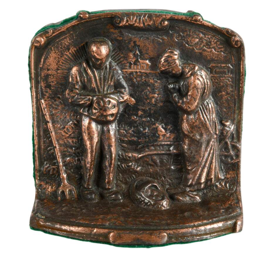 Antique Pair Cast Iron "The Angelus" by K.F. Millet Bookends-6