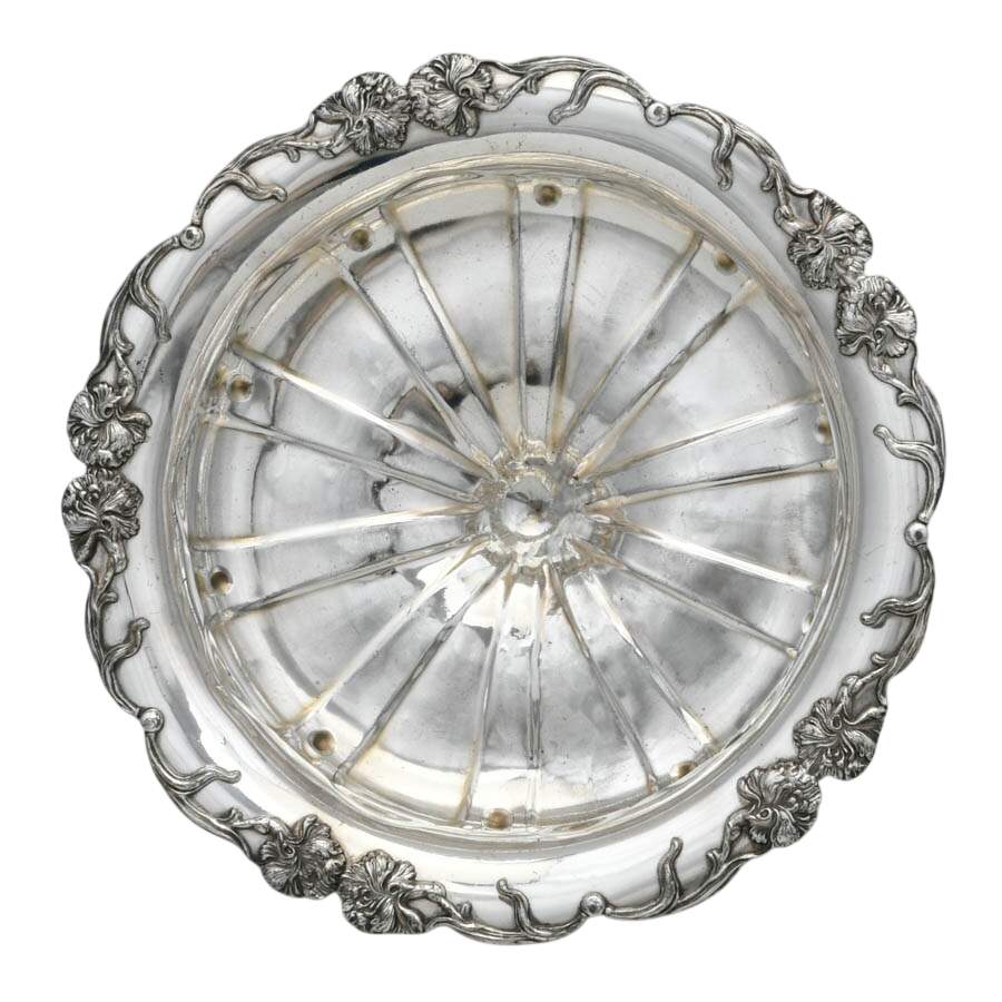 Antique Meriden Britannia Company Silver-Plated Hibiscus Flower Fruit Bowl-4