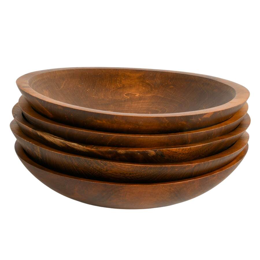 Set of Five Wooden Bowls by Weston Bowl Mill-5