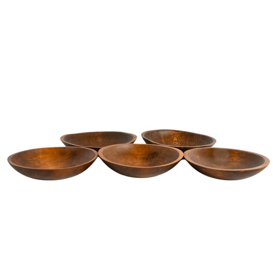 Set of Five Wooden Bowls by Weston Bowl Mill-4