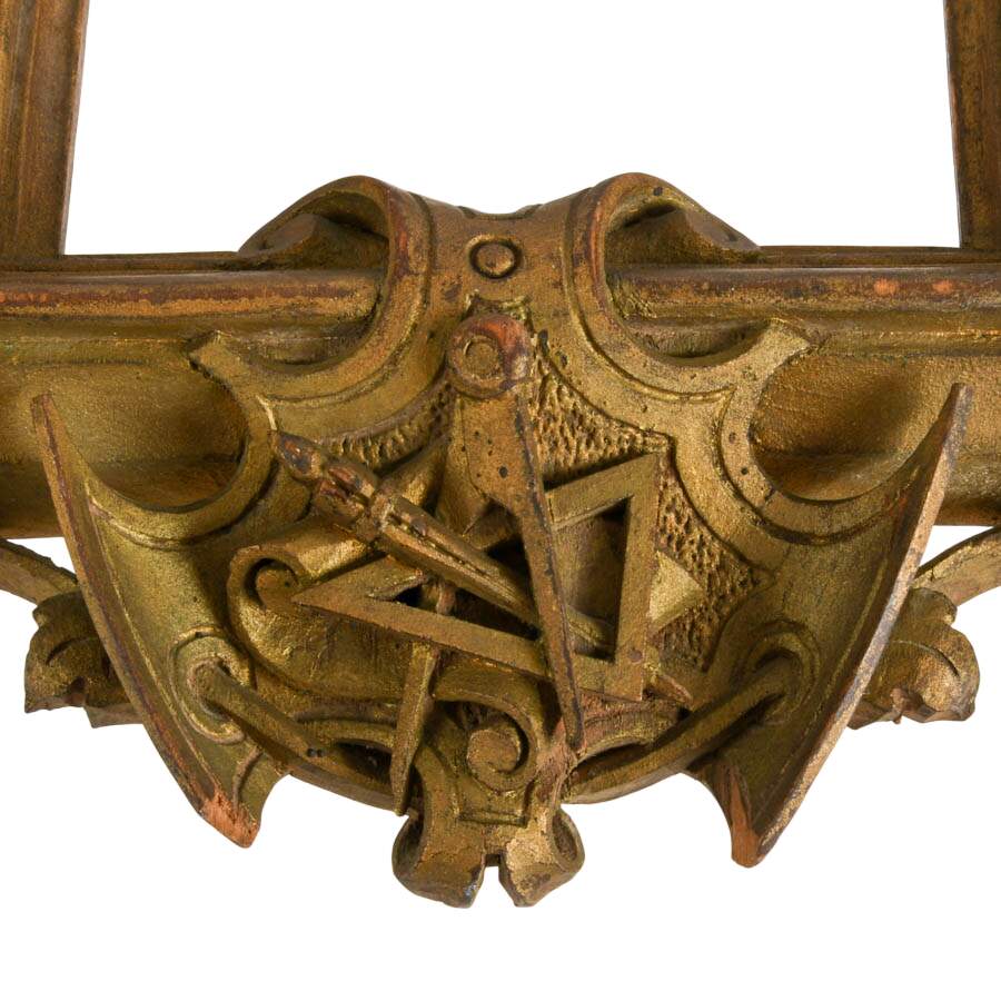 Antique Napoleon III Period Carved and Gilded Wood Masonic Frame-8